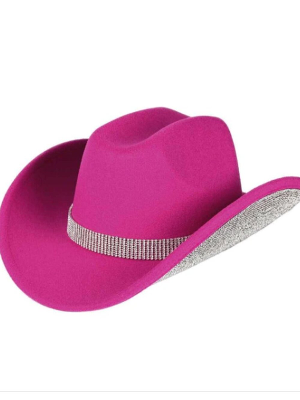 NWT Hot Pink Betty Cowboy Hat With Rhinestones Brim 3.5' W